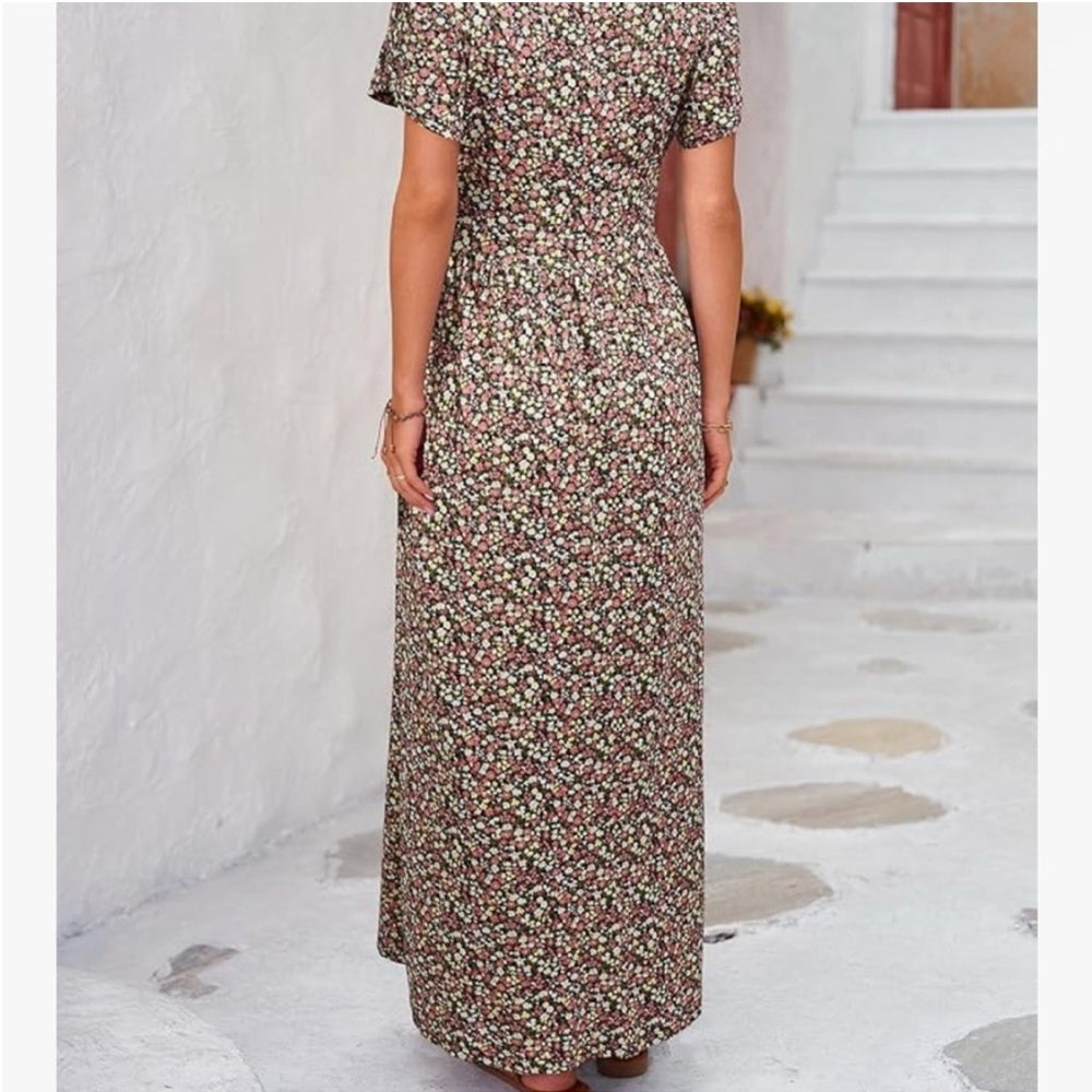 Ouges Women’s XL Maternity Dress Floral Maxi Pregnancy V Neck EUC - Picture 4 of 4